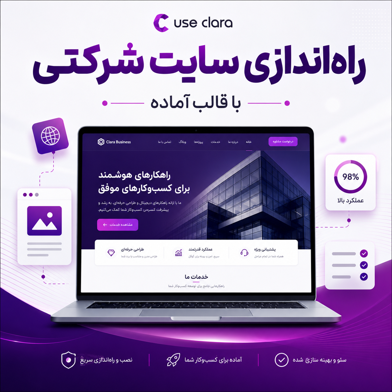 راهاندازی سایت شرکتی با قالب آماده